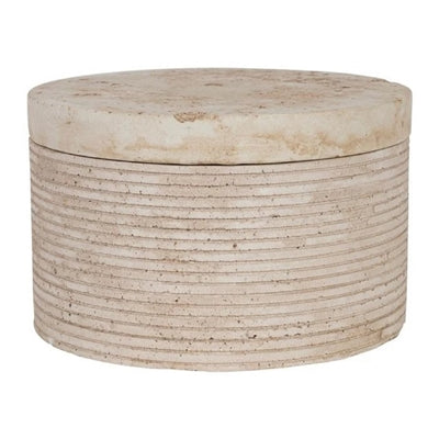 Travertine Round Box– Natural Stone Storage | Sorelle Rossi
