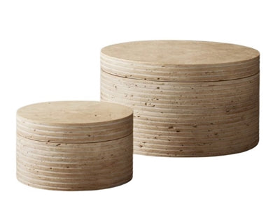 Travertine Round Box– Natural Stone Storage | Sorelle Rossi