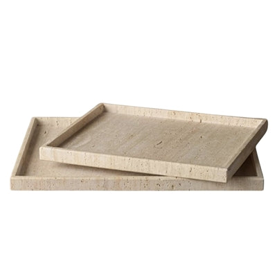 Travertine Stone Tray | Natural Stone Serving Tray for Kitchen, Bathroom & Coffee Table Styling