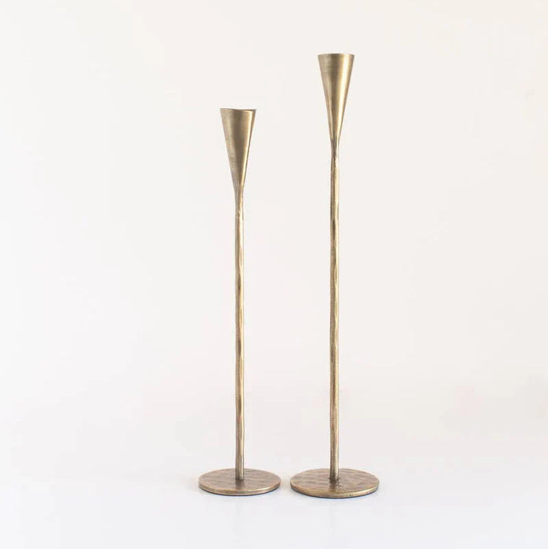 Hand-Forged Iron Taper Candle Holders (Set of 2) – Artisan Blacksmith Made, Modern Organic Candle Stands