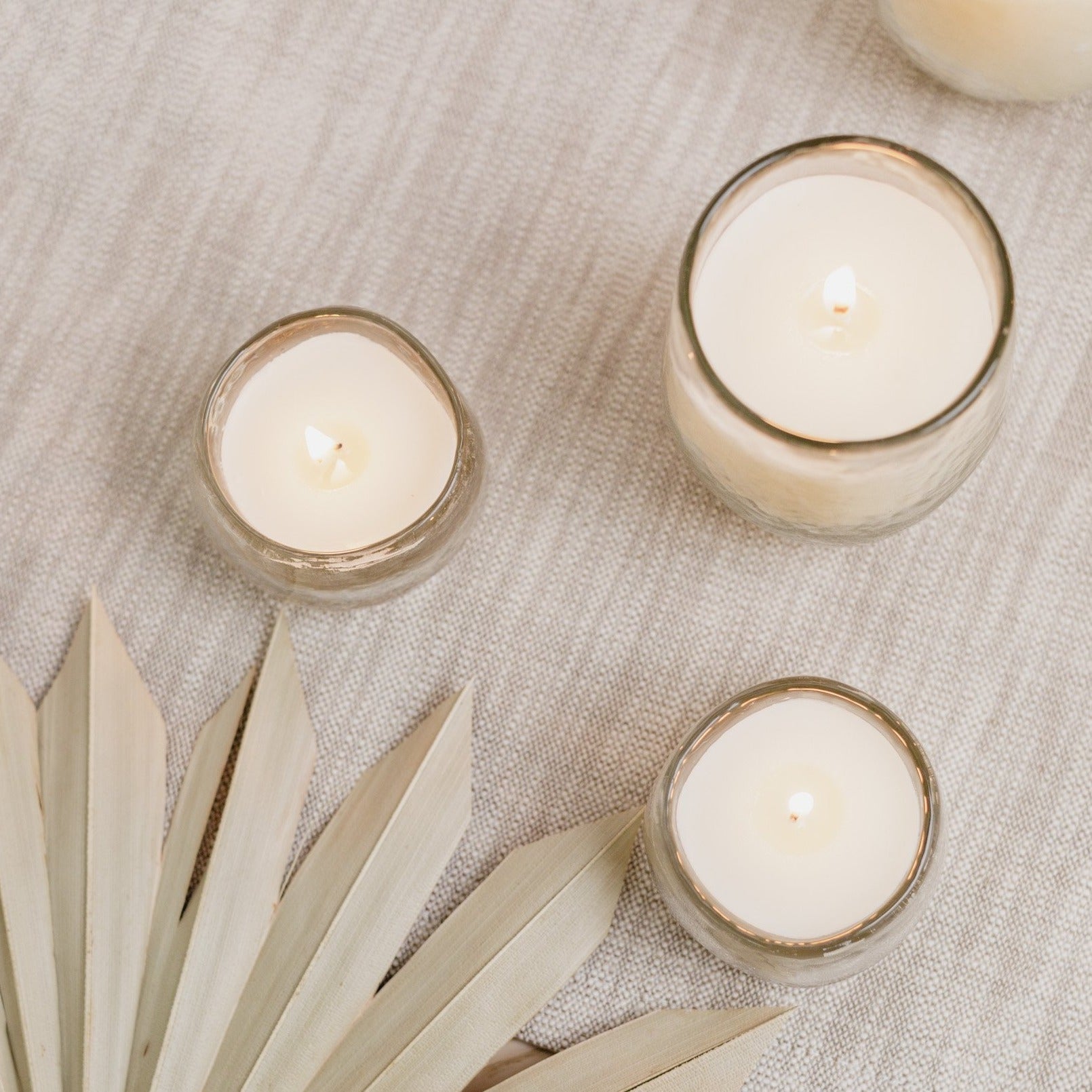 Hand-Poured Pebbled Votive Candles – Set of 3 | Textured Neutral Decorative Candles