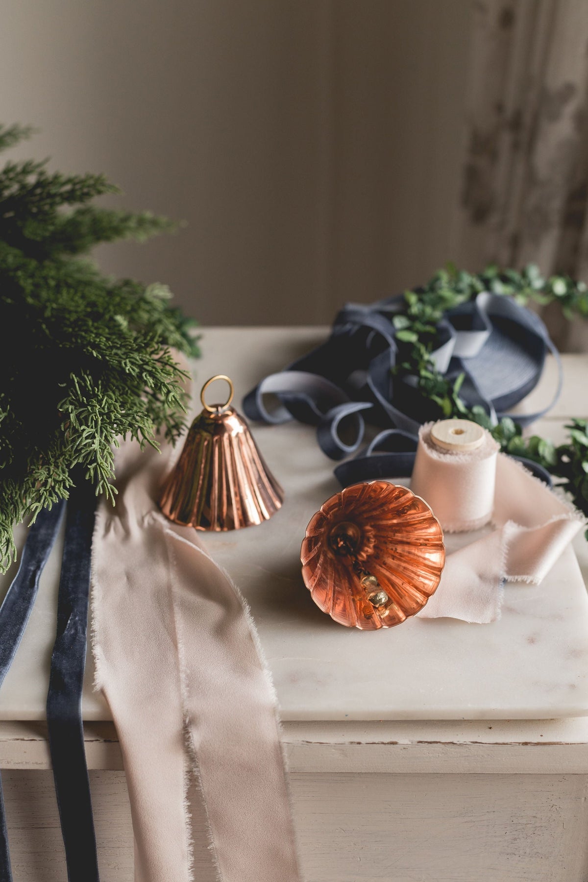 Vintage-Inspired Copper Bell Ornaments, Set of 2 or 4