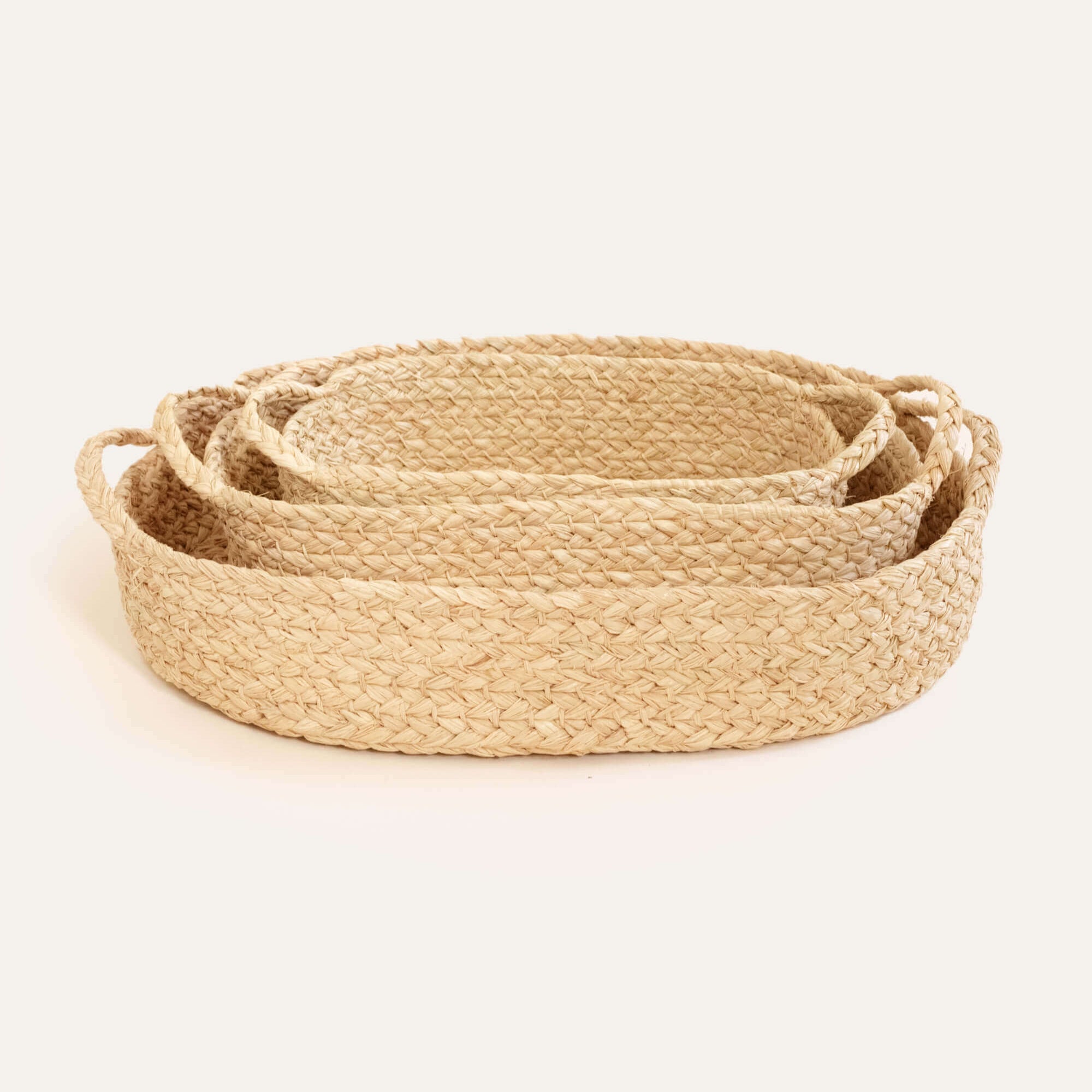 Raffia Nesting Trays – Set of 3 | Handwoven Serving Trays