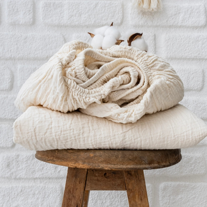 GOTS Certified Organic Muslin Sheets & Pillowcases | Soft Breathable Cotton Bedding