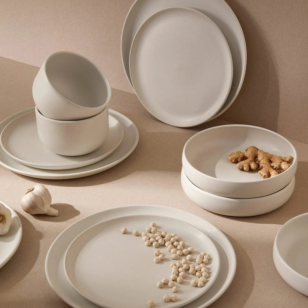 white stoneware dinnerware
