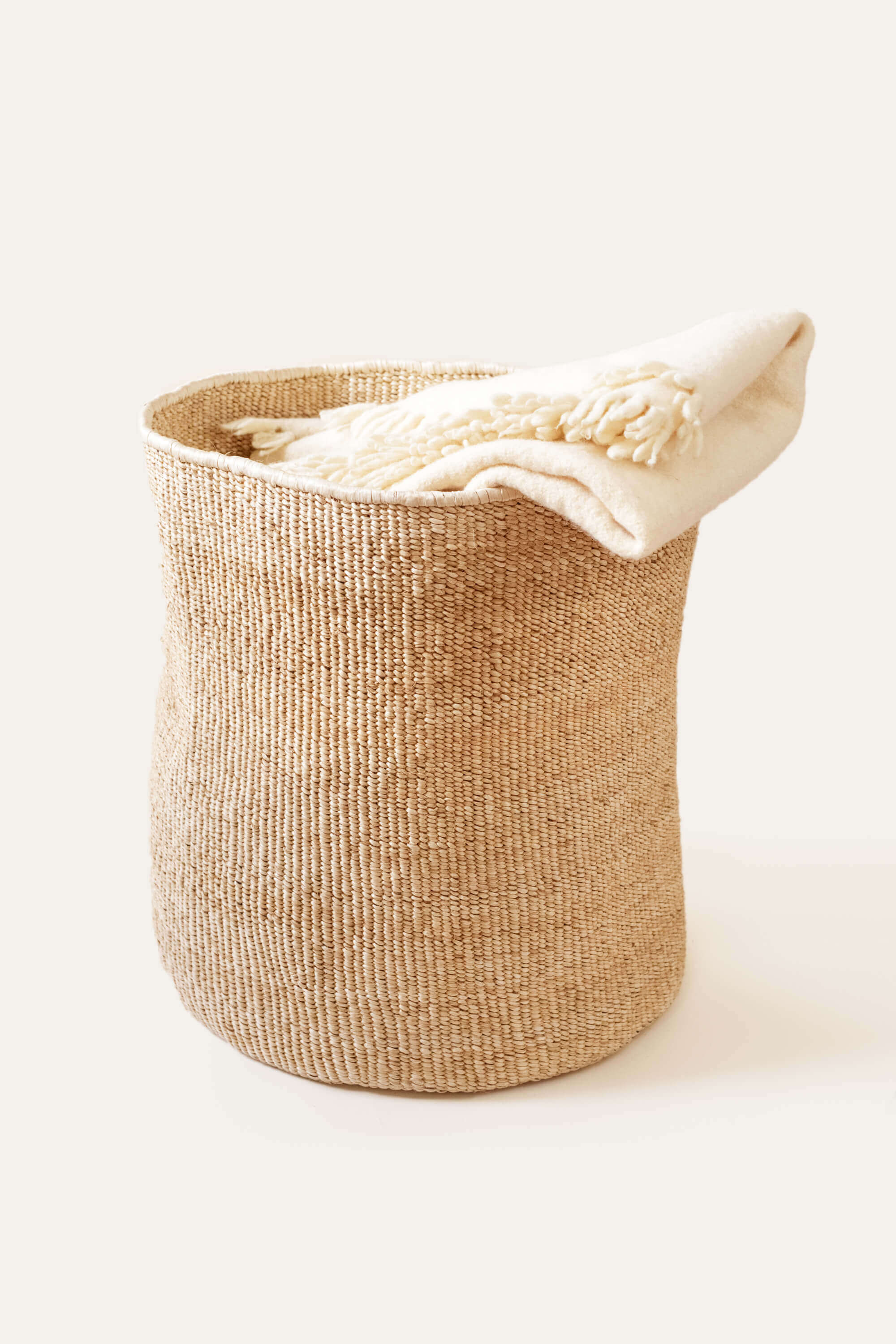 Banana Leaf Floor Basket – Tall Woven Storage Basket