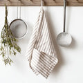 Natural & White Striped Linen Kitchen Towels | Set of 4
