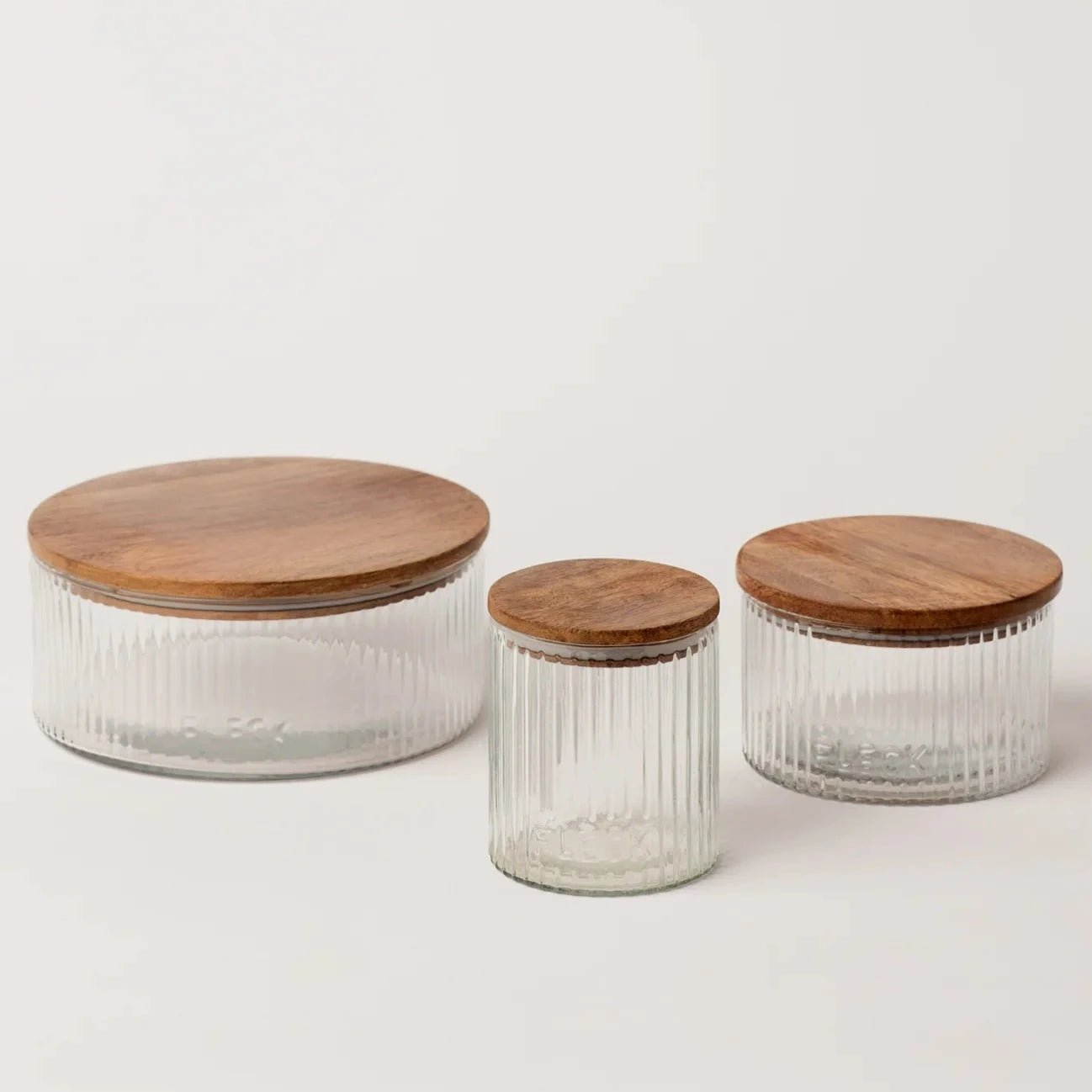 Handblown Fluted Glass Storage Jars – Set of 3 | Kitchen Organization | Sorelle Rossi