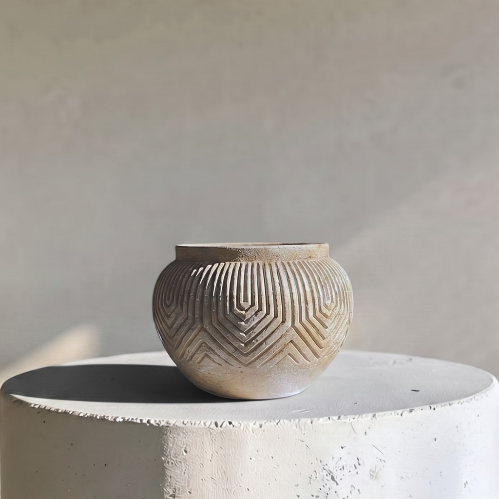 Linden Concrete Vessel, 8" × 6" | Natural Sandstone or Rustic Umber