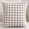 Selma Check Linen Pillow Cover – Ivory & Taupe with Ivory Flange | 100% Linen Decorative Cushion