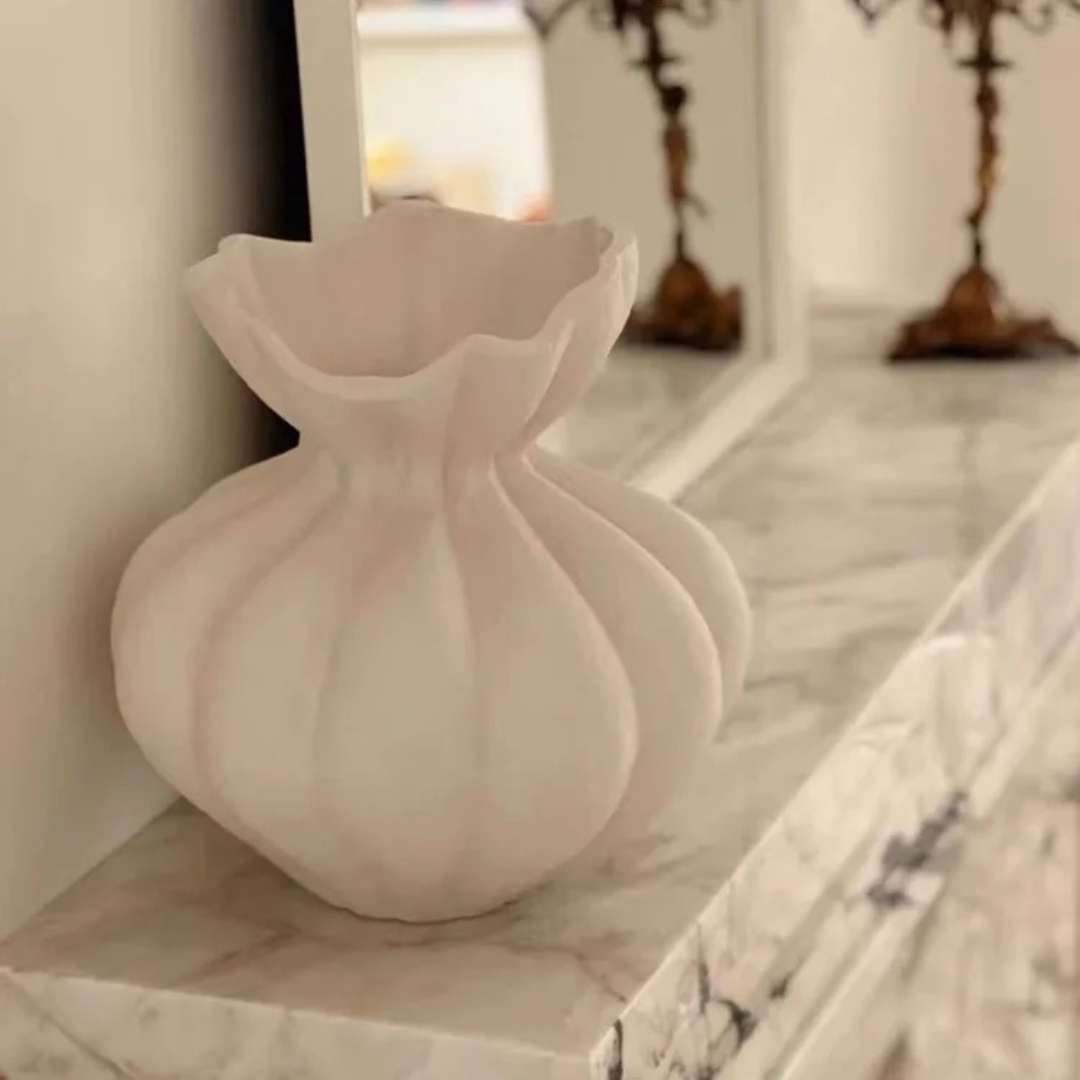 Ember Hand-Painted Terracotta Vase | Linen White or Jet Black