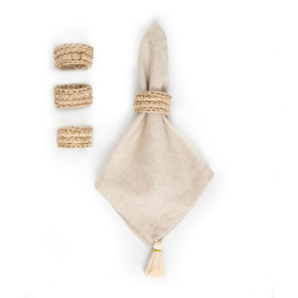 Handwoven Napkin Rings – Set of 4 | Natural Table Decor | Sorelle Rossi