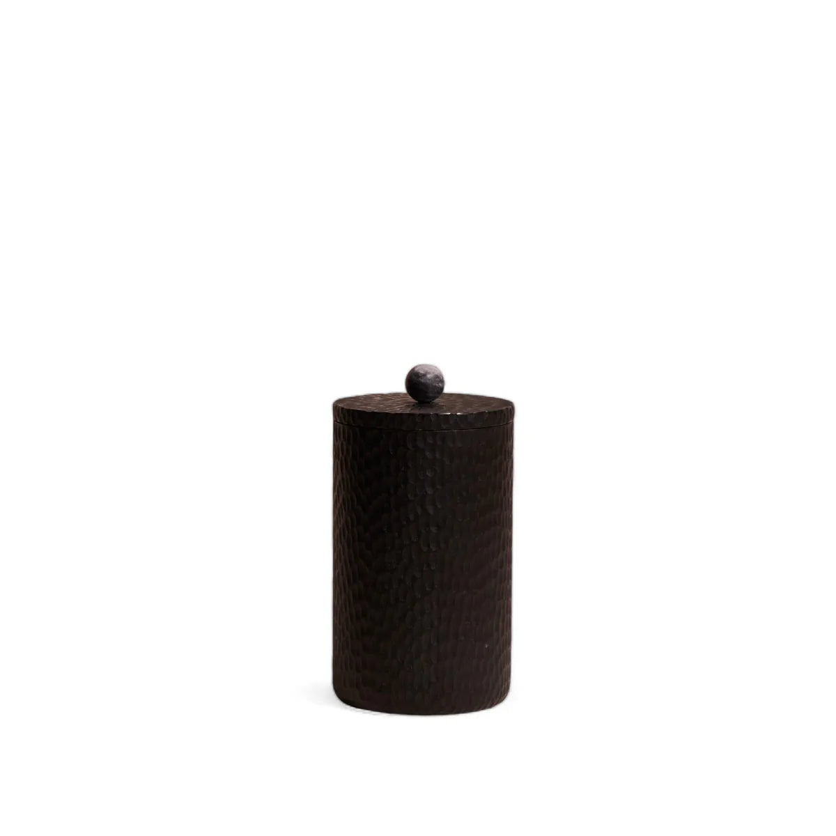 Black Carved Acacia Wood Canister with Marble Lid – Handcrafted Large Storage Container | Sorelle Rossi