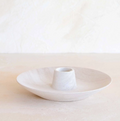 Blonde Cedar Wood Taper Candle Holder | Round Natural Wood Tabletop Decor