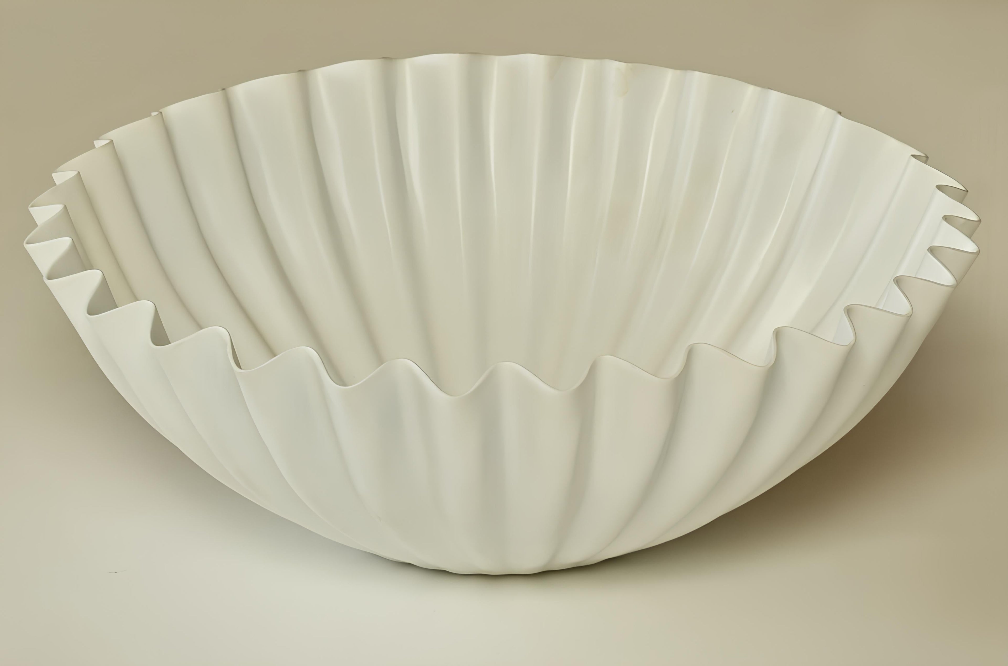 White Ribbed Bowl | Aluminum | Modern Sculptural Accent