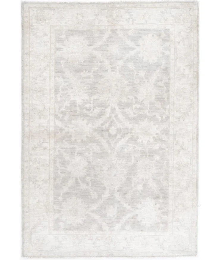 Maryann Forrester 3.3x4.9 Ivory and Brown Hand-Knotted Farhan Rug