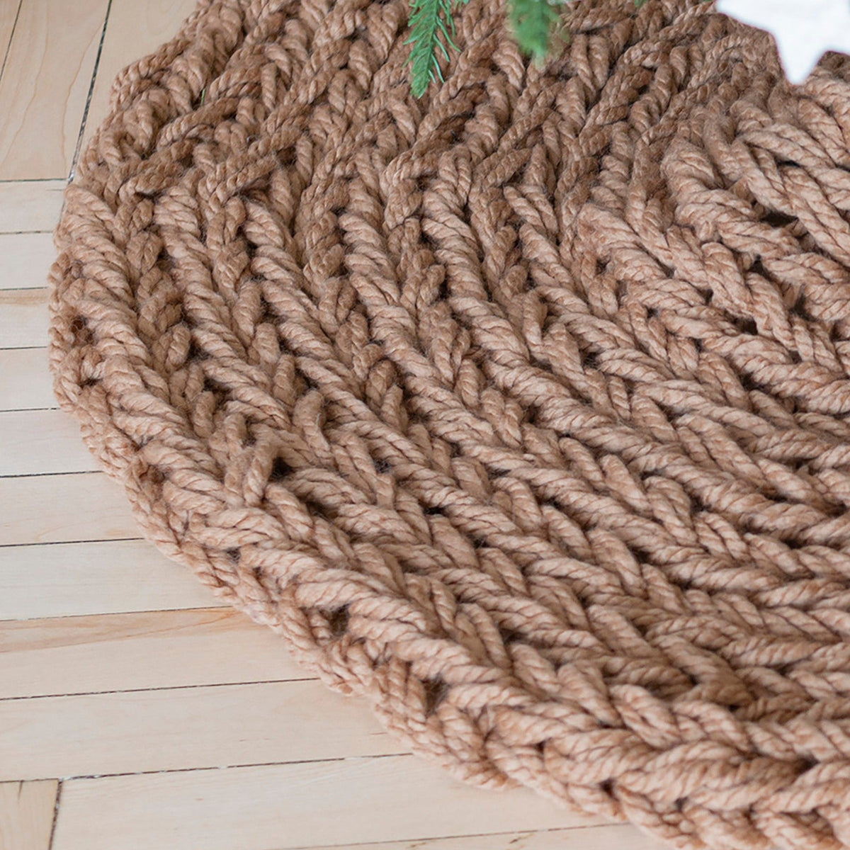 Beige Chunky Knit Christmas Tree Skirt