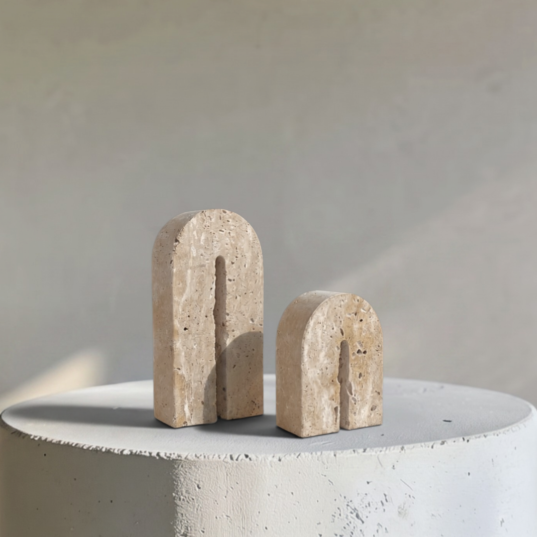 Oculus Arch Travertine Sculpture & Book Support