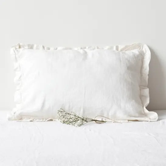 White Linen Pillowcases with Frills | Set of 2