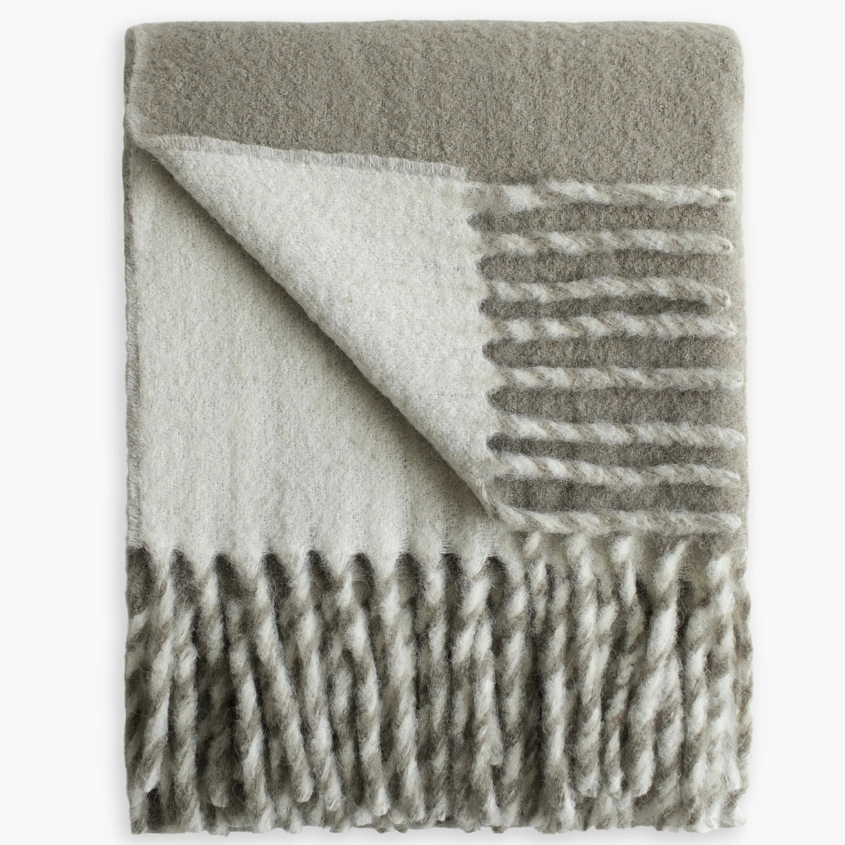 Bolzano Alpaca Blend Throw Blanket, Sage & Ivory, 50 x 70