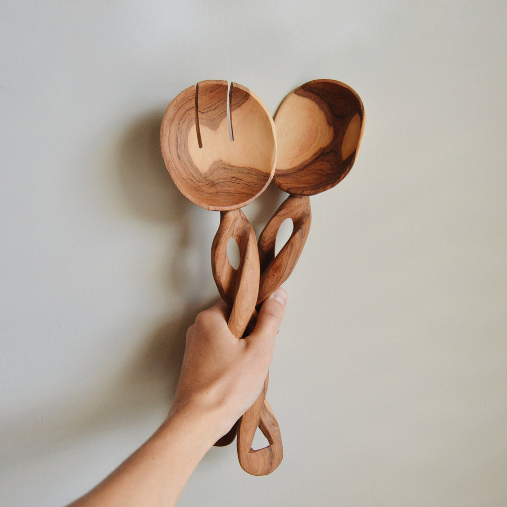 Olive Wood Spiral Salad Servers | Creative Women | Sorelle Rossi