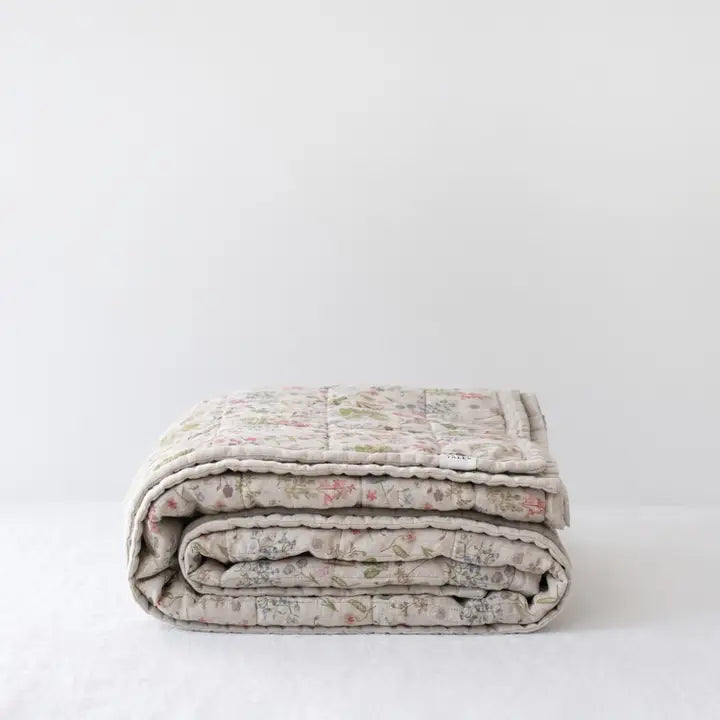 Reversible Linen Quilted Blanket | Botany 2 & Melange