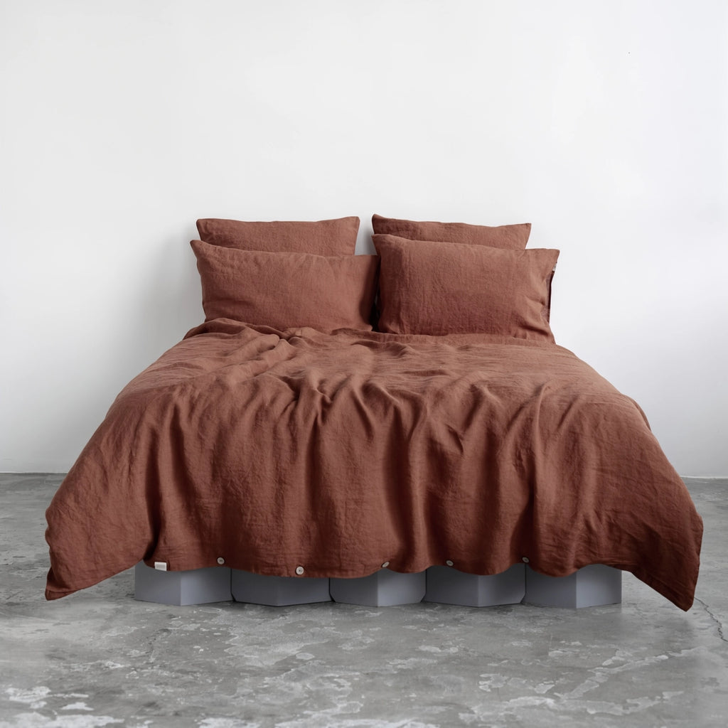 Chocolate Linen Duvet Cover Set