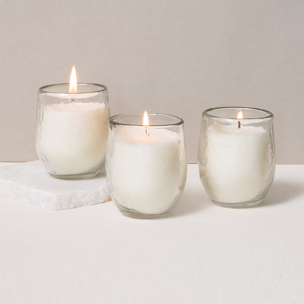 Hand-Poured Pebbled Votive Candles – Set of 3 | Textured Neutral Decorative Candles