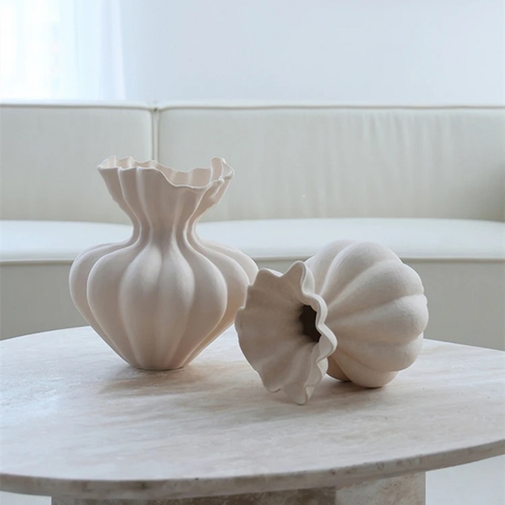 Ember Hand-Painted Terracotta Vase | Linen White or Jet Black