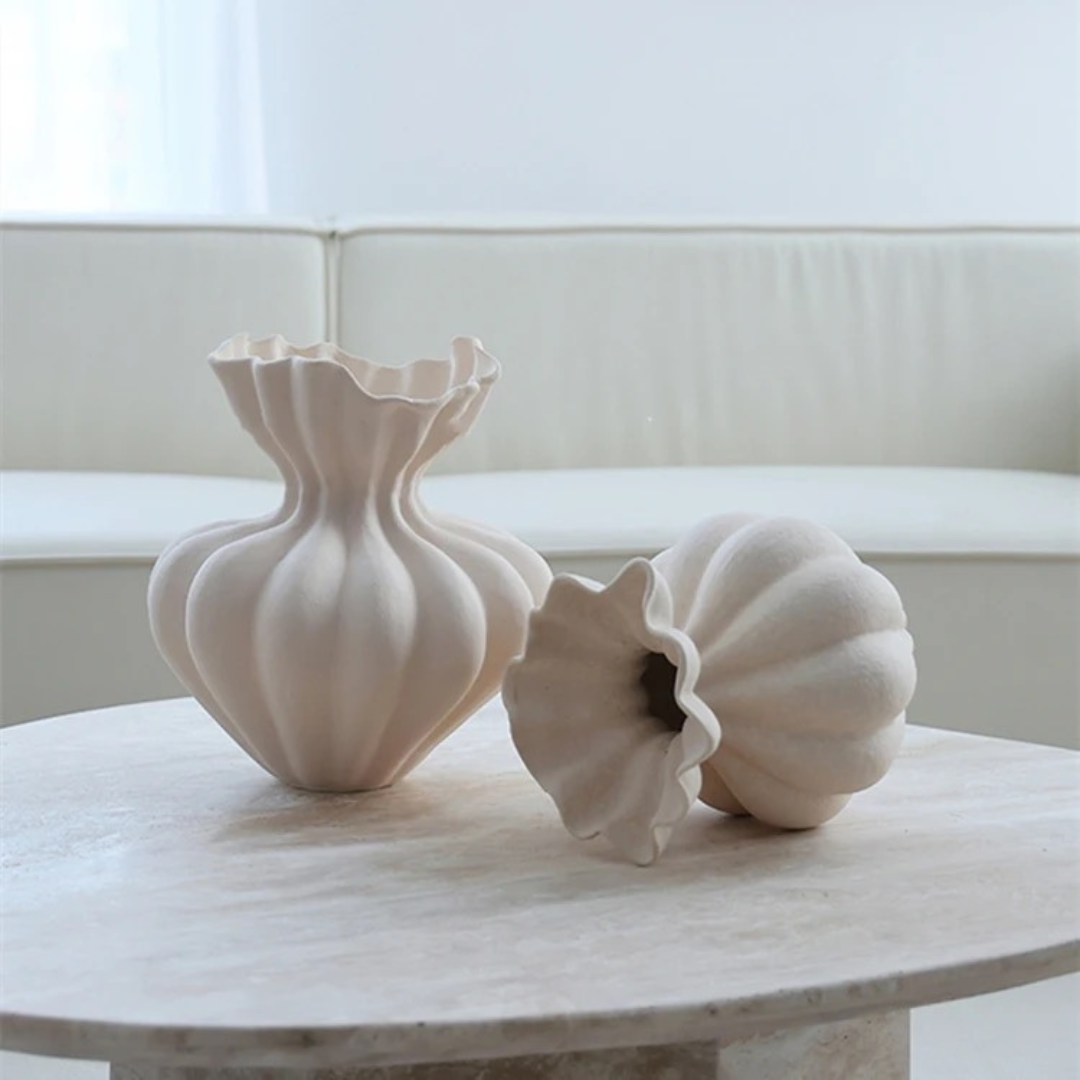Ember Hand-Painted Terracotta Vase | Linen White or Jet Black