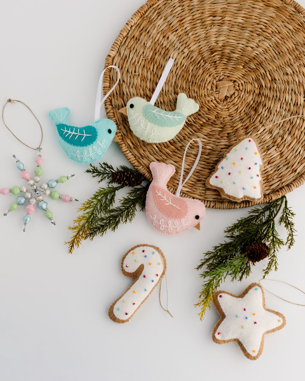 Felt Christmas Cookie Ornaments, Set of 3