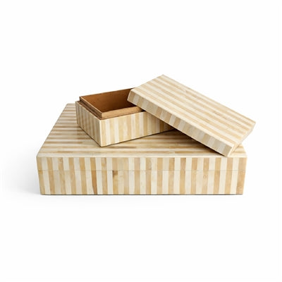 Cream Striped Decorative Boxes – Neutral Storage Collection | Sorelle Rossi