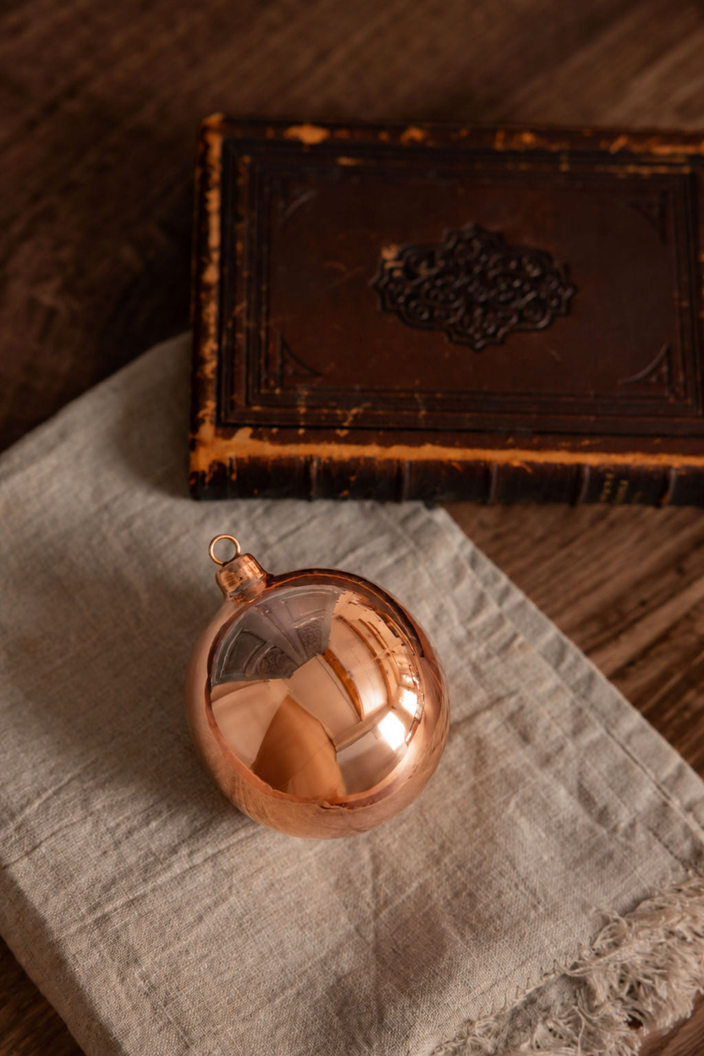Vintage-Inspired Copper Ball Christmas Ornaments, Set of 2 or 4