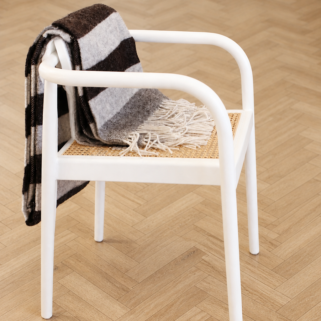 Striped Wool Throw Blanket with Fringe | New Zealand Wool Oversized Throw