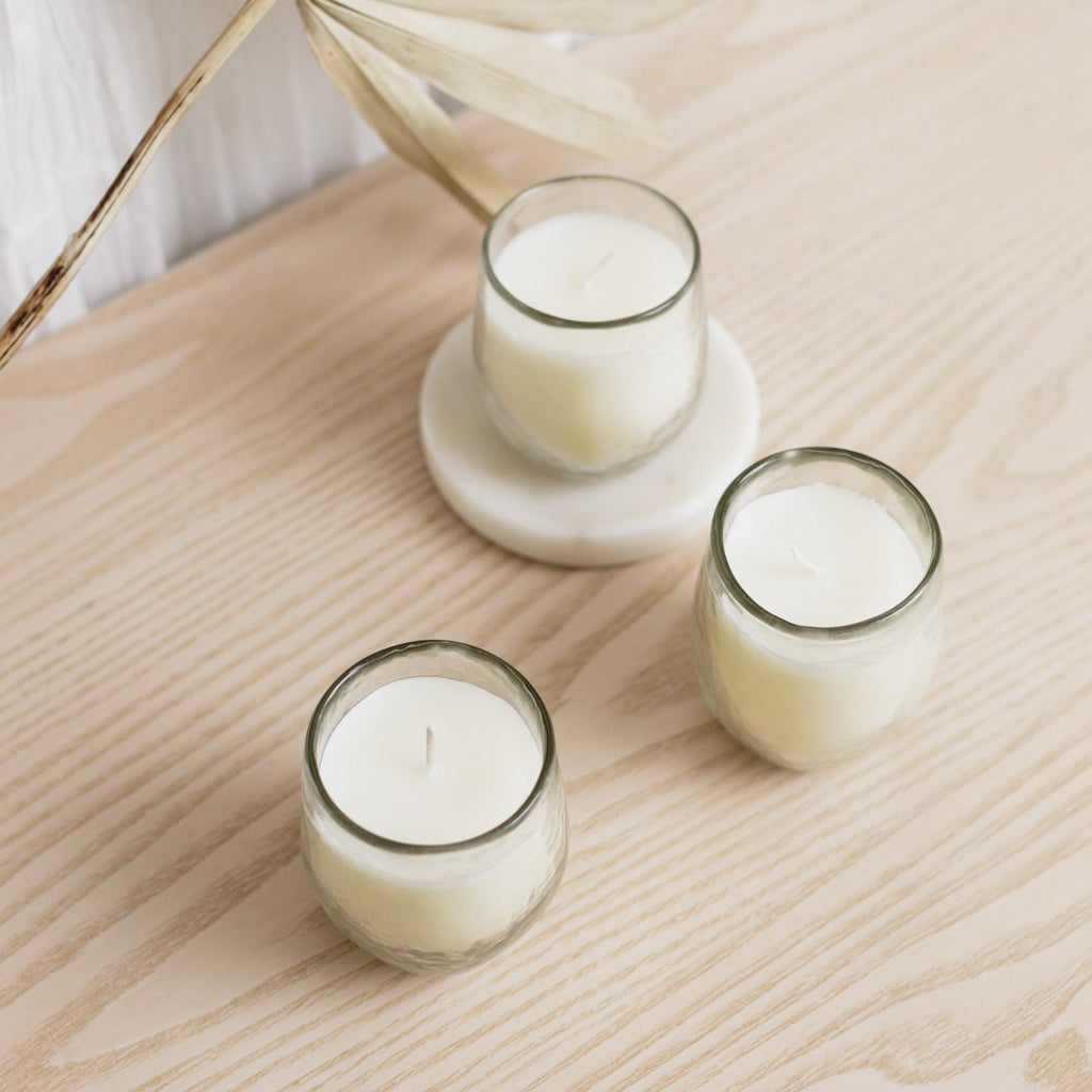 Hand-Poured Pebbled Votive Candles – Set of 3 | Textured Neutral Decorative Candles
