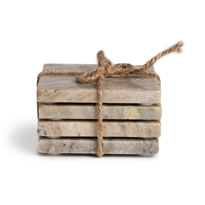 Brown Marble Coasters – Square Set | Sorelle Rossi