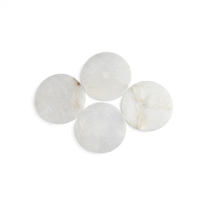 Alabaster Stone Coasters – Set of 4 | Natural White Stone Drink Coasters