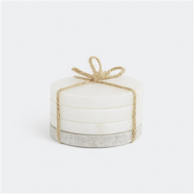 Alabaster Stone Coasters – Set of 4 | Natural White Stone Drink Coasters