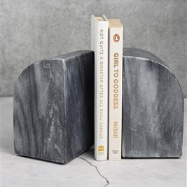 Grey Marble Bookends – Natural Stone Shelf Decor | Sorelle Rossi