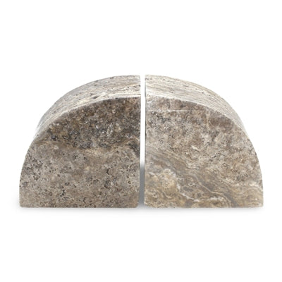 Grey Travertine Bookends– Neutral Stone Shelf Accent | Sorelle Rossi