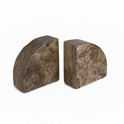 Grey Travertine Bookends– Neutral Stone Shelf Accent | Sorelle Rossi