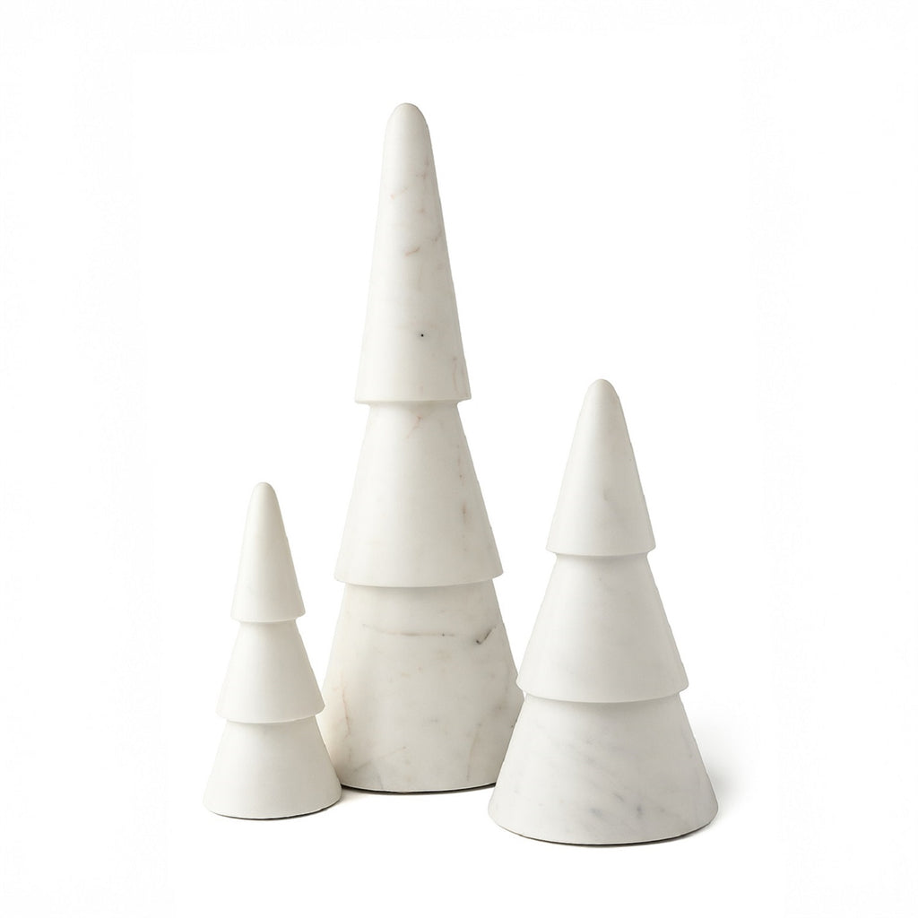 Medium White Marble Decorative Christmas Tree – Minimalist Holiday Accent, 9"