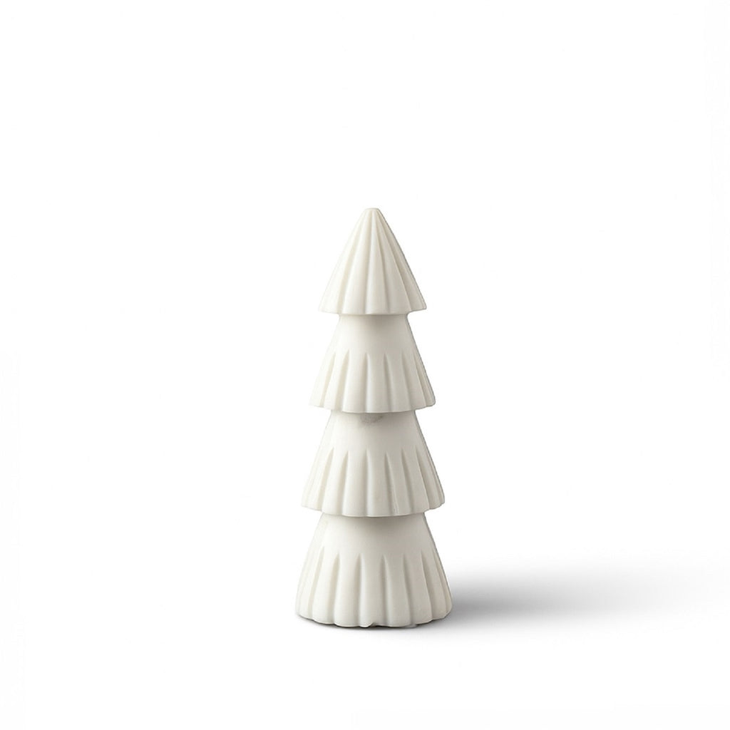 Small White Marble Christmas Tree with Grooving