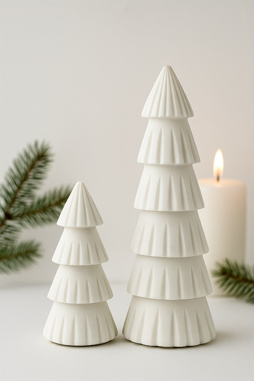 Small White Marble Christmas Tree with Grooving