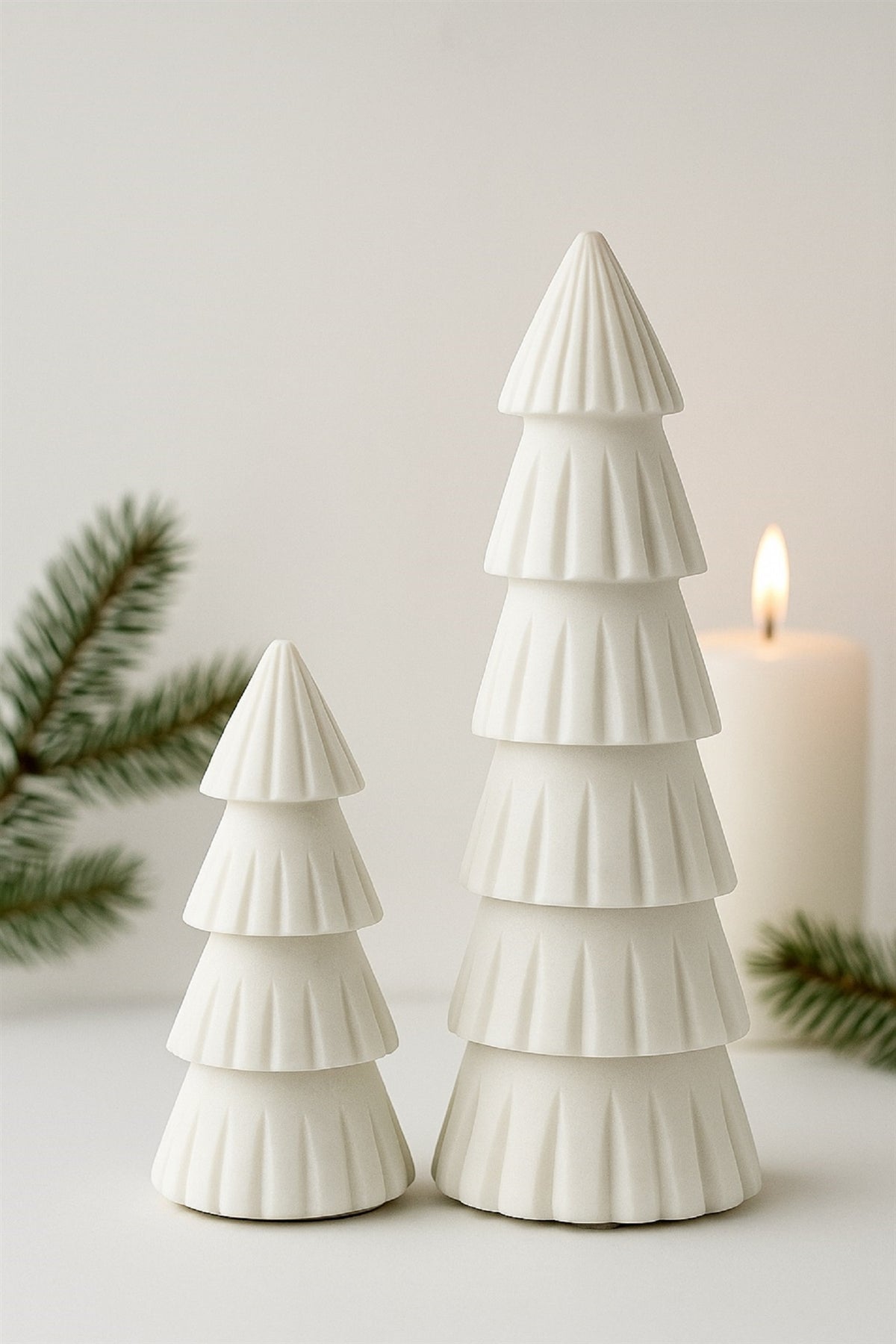 Small White Marble Christmas Tree with Grooving