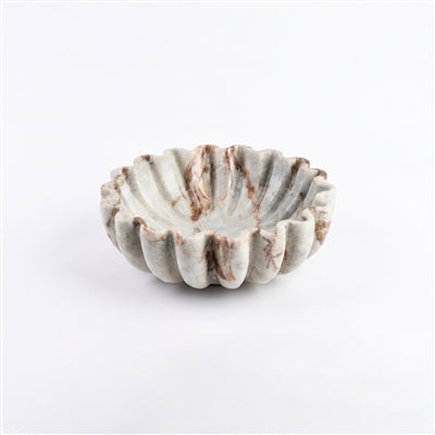 Toronto Beige Marble Ruffle Bowl – 12-Inch