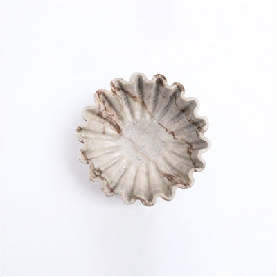 Toronto Beige Marble Ruffle Bowl – 12-Inch