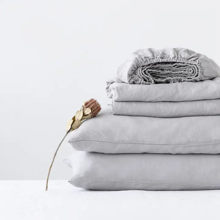 Light Grey Linen Sheet Set