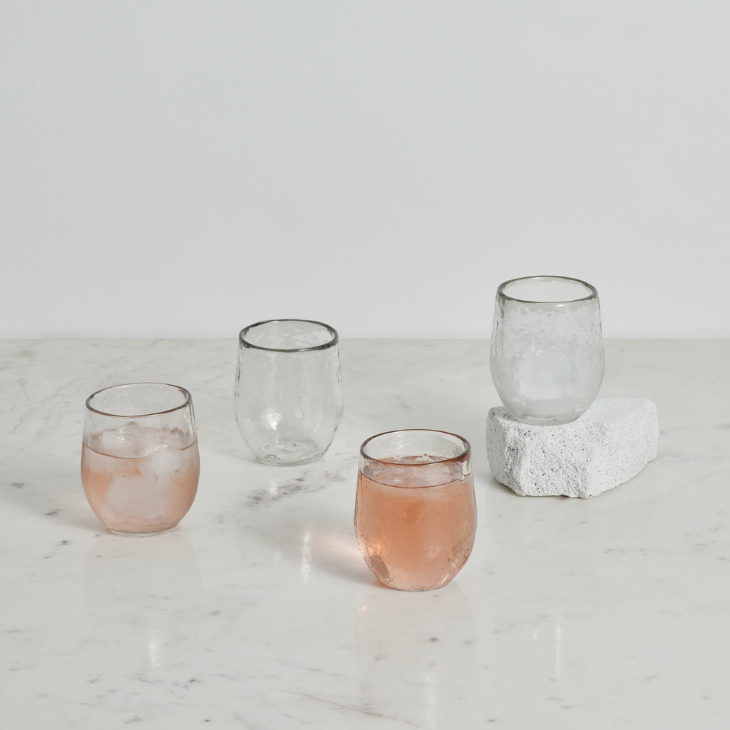 Small Pebbled Drinking Glasses – Set of 4 | Handcrafted Glassware