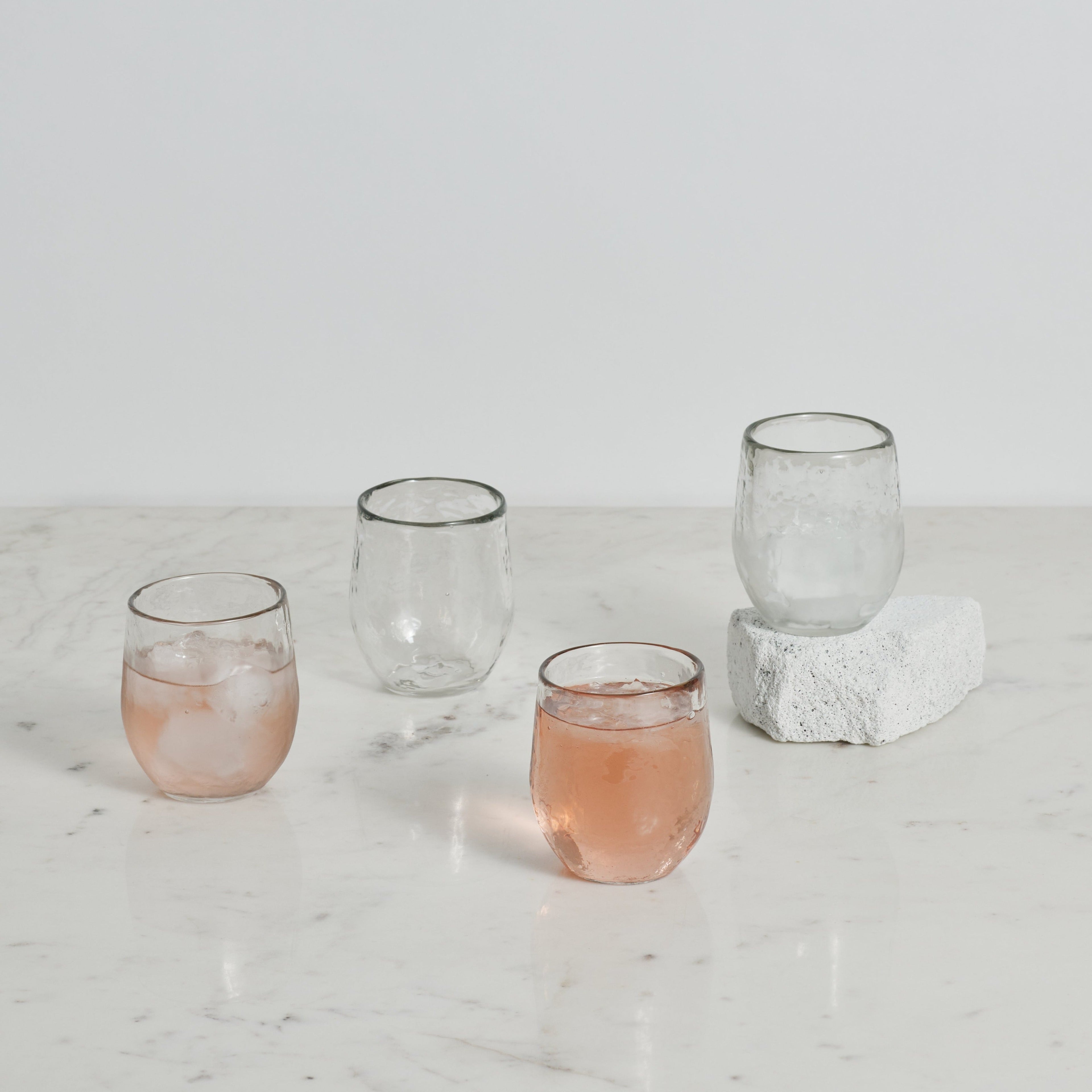 Small Pebbled Drinking Glasses – Set of 4 | Handcrafted Glassware